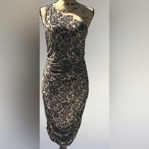 Michael Kors dress, size 3X Nude/Black one shoulder